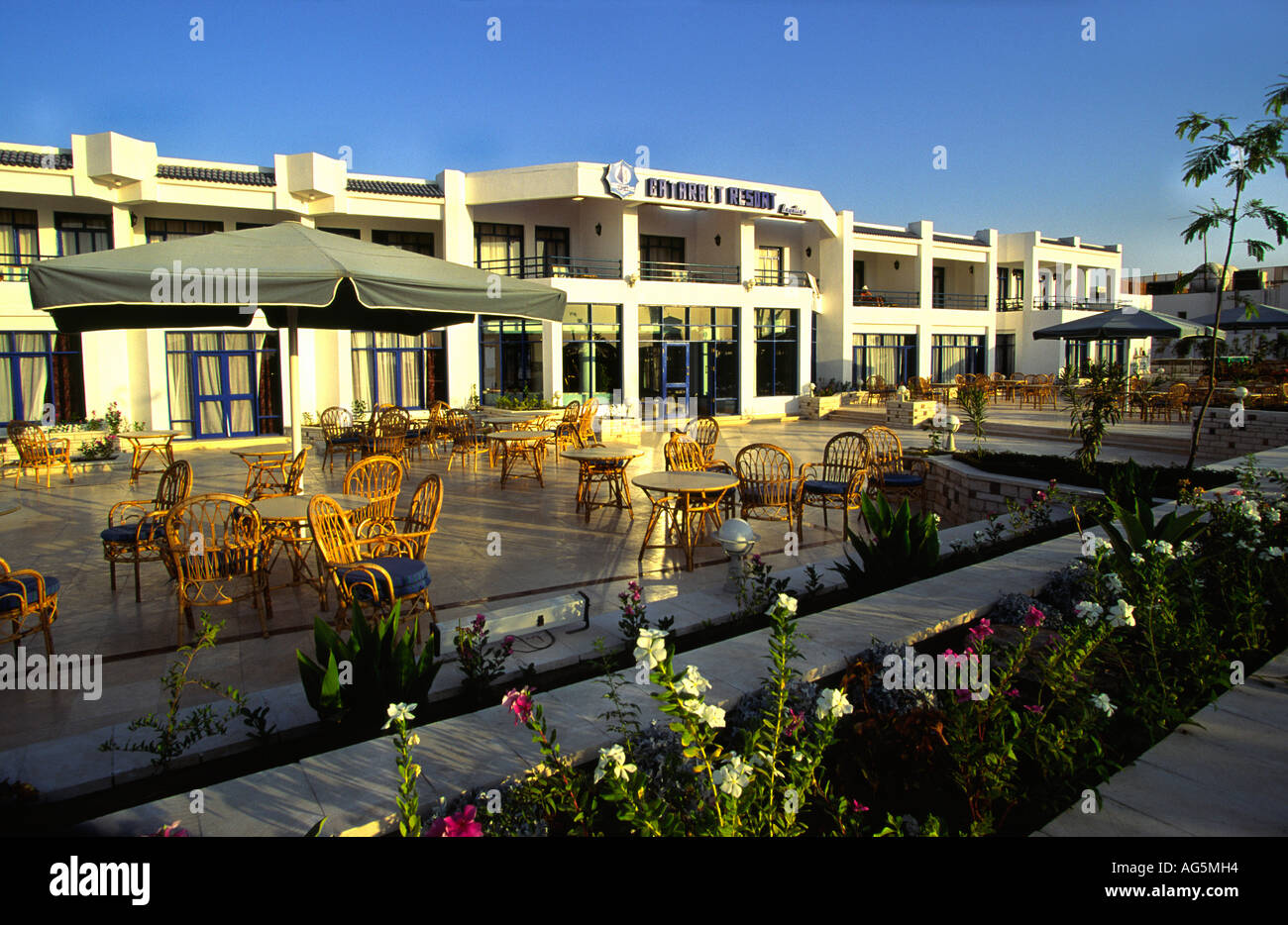 Ägypten Sharm el Sheik Red Sea Katarakt Hotel eines der ersten Ferienhotels Naama bay Stockfoto