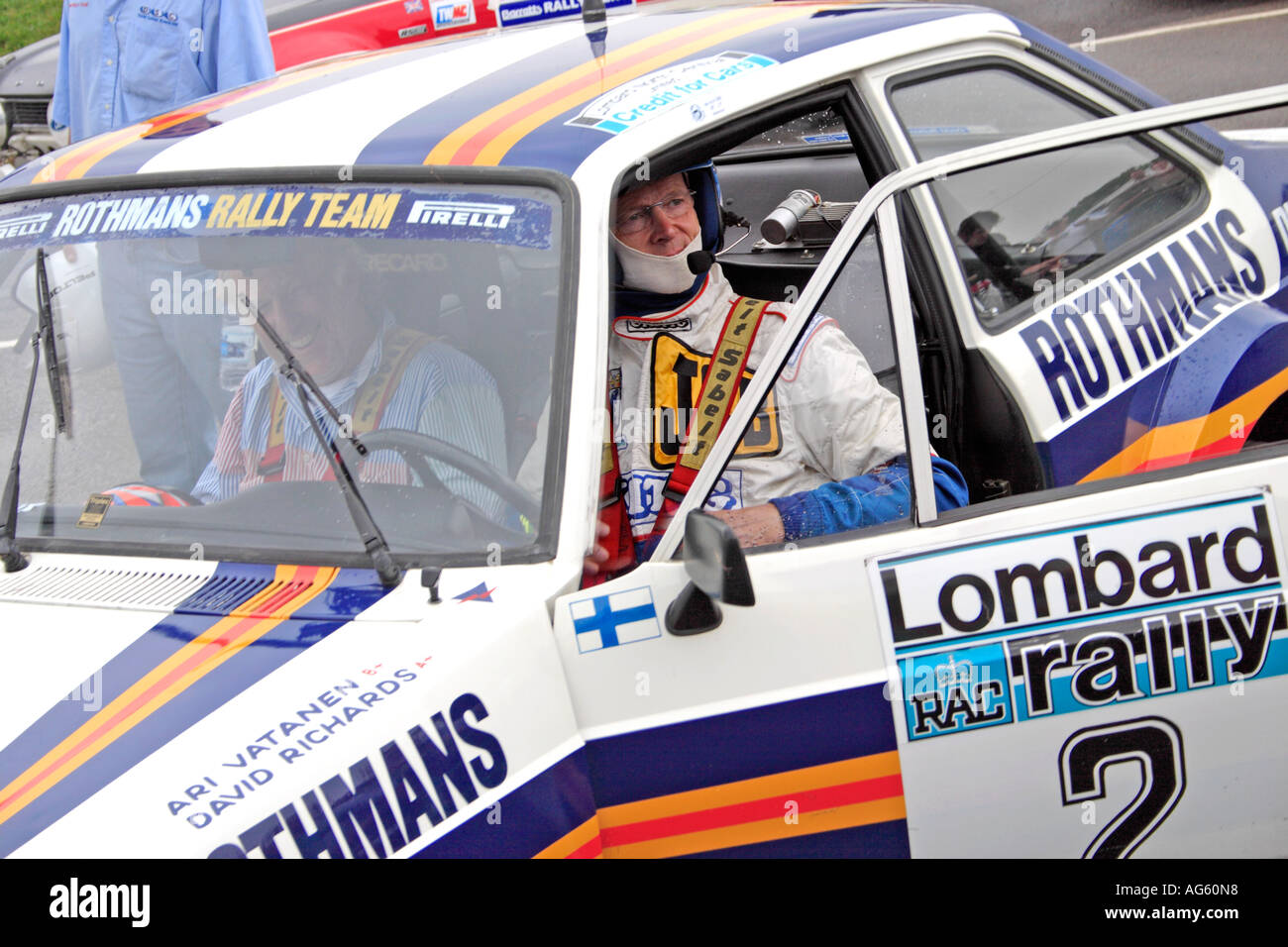 Rallye-WM-Titelgewinn Ford Escort Mk2 1981 mit David Richards und Ari Vatanen Stockfoto