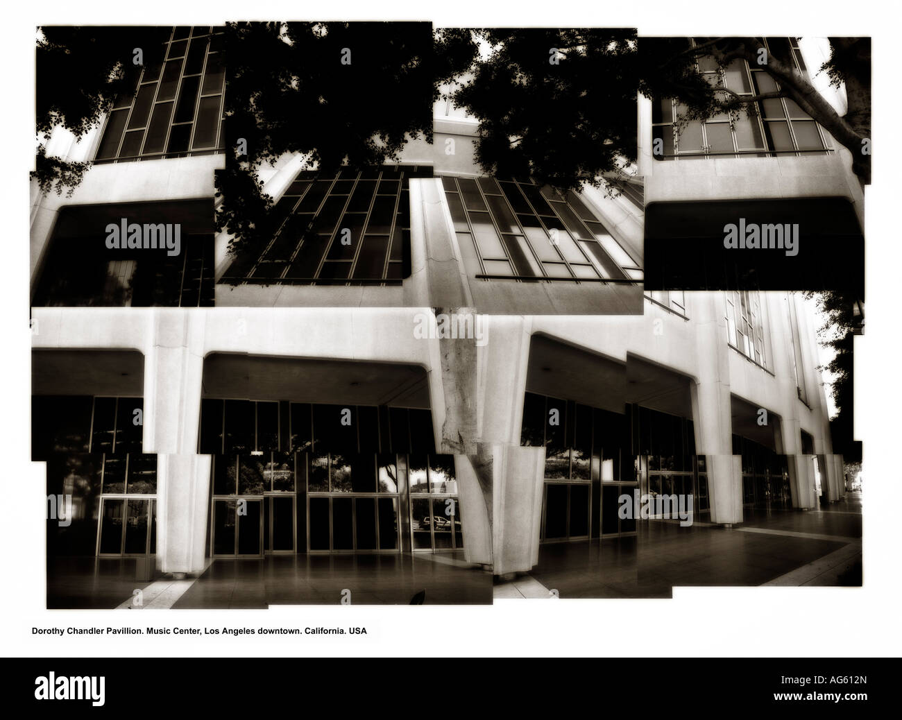 Collage Bild von Dorothy Chandler Pavilion. Los Angeles Music Center. Los Angeles Downtown. Kalifornien. USA Stockfoto