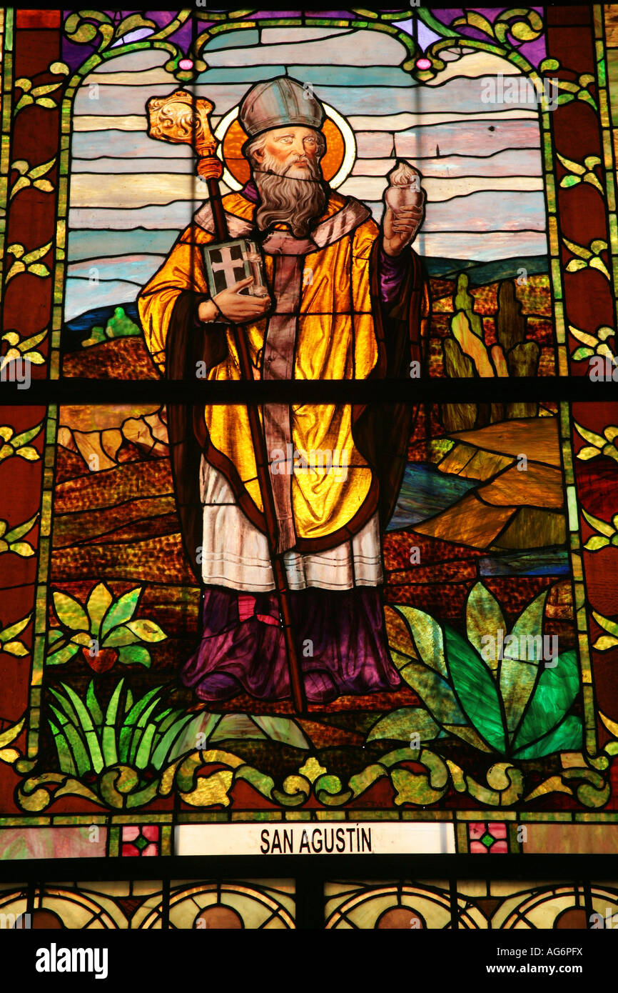 Saint Augustine Vitral an der Kathedrale von Panama City Stockfoto