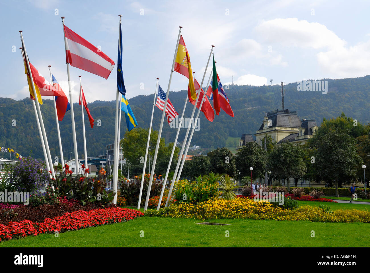 Die Seepromenade der Stadt Bregenz, Vorarlberg AN Stockfoto