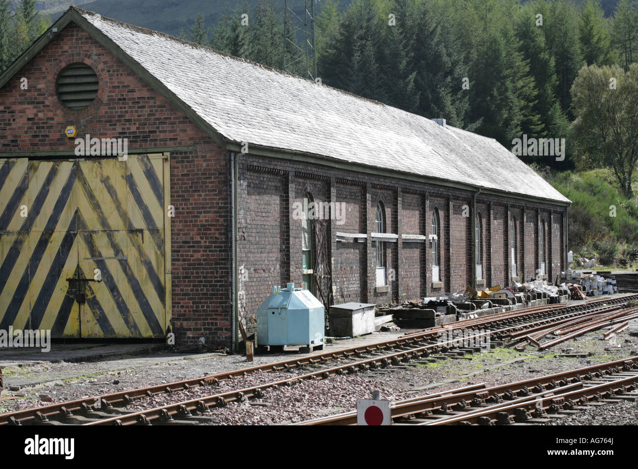 Crianlarich "Lokschuppen" "West Highland Line" in der Nähe von "Loch Lomond" Perthshire Schottland Stockfoto