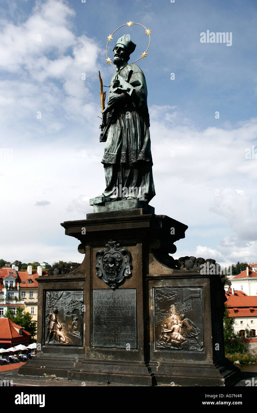 Statue des Johannes von Nepomuk Patron der Tschechischen Republik Stockfoto