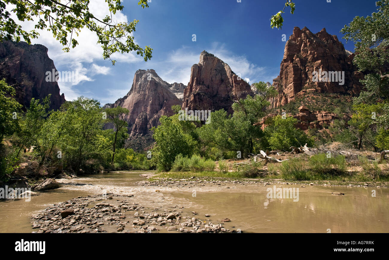 Die drei Patriarchen Abraham Isaac und Jacob Zion National Park, Utah Stockfoto