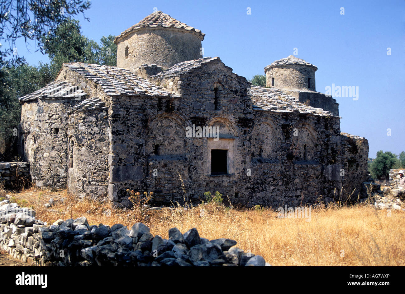 Griechenland Kykladen Naxos Insel Agia Apostoli eines der viele byzantinische Kirchen Stockfoto