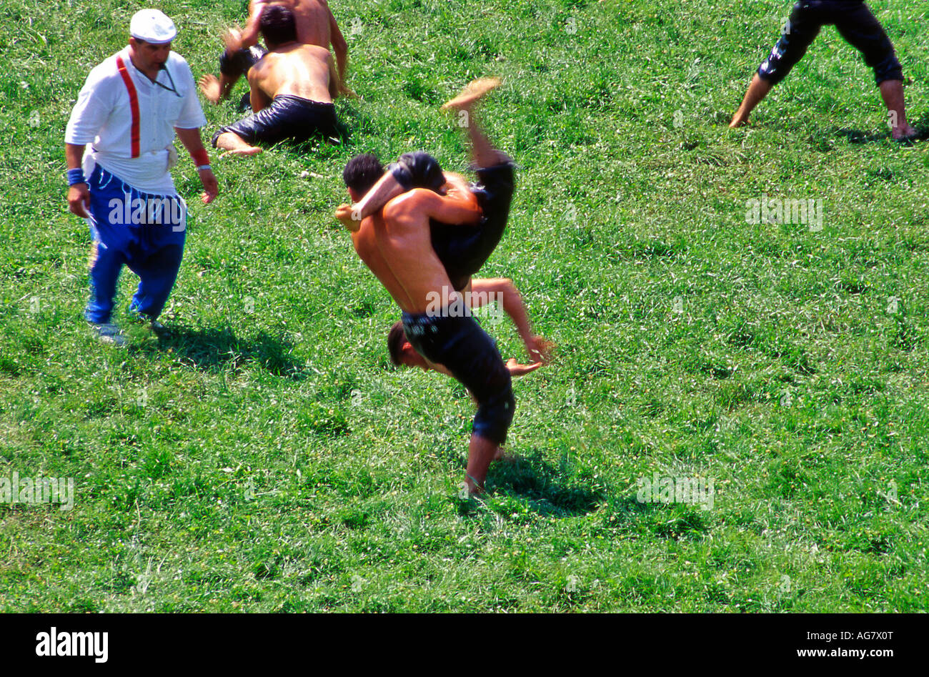 Öl-wrestling in Kirkpinar Edirne Türkei Stockfoto