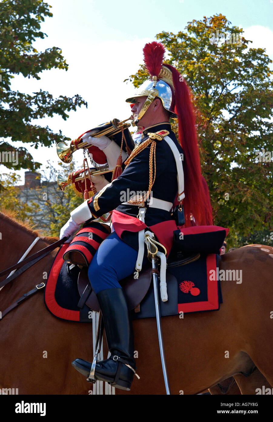 Republikanische Pferd Wachen anzeigen Parthenay Frankreich Stockfoto