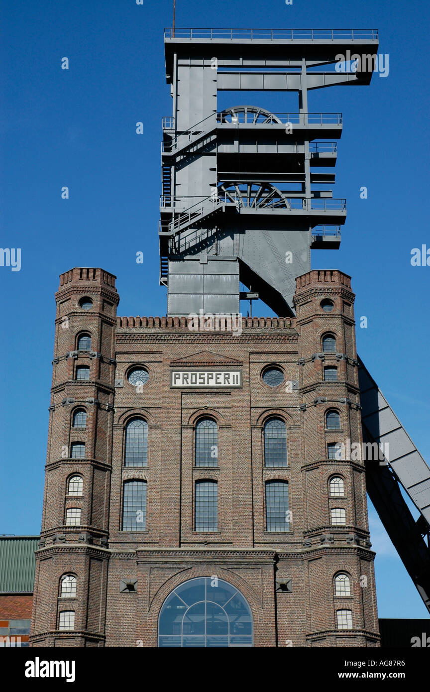 Malakowturm des Bergwerks Prosper Haniel, Bottrop, Ruhrgebiet, Nordrhein Westfalen, NRW, Deutschland Stockfoto