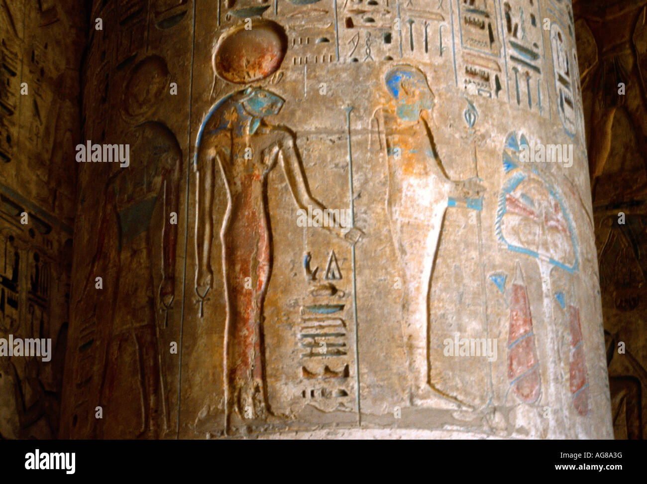 Luxor Ägypten Madinet Habu Totentempel des Ramses III Sekhmet Auge des Ra Stockfoto
