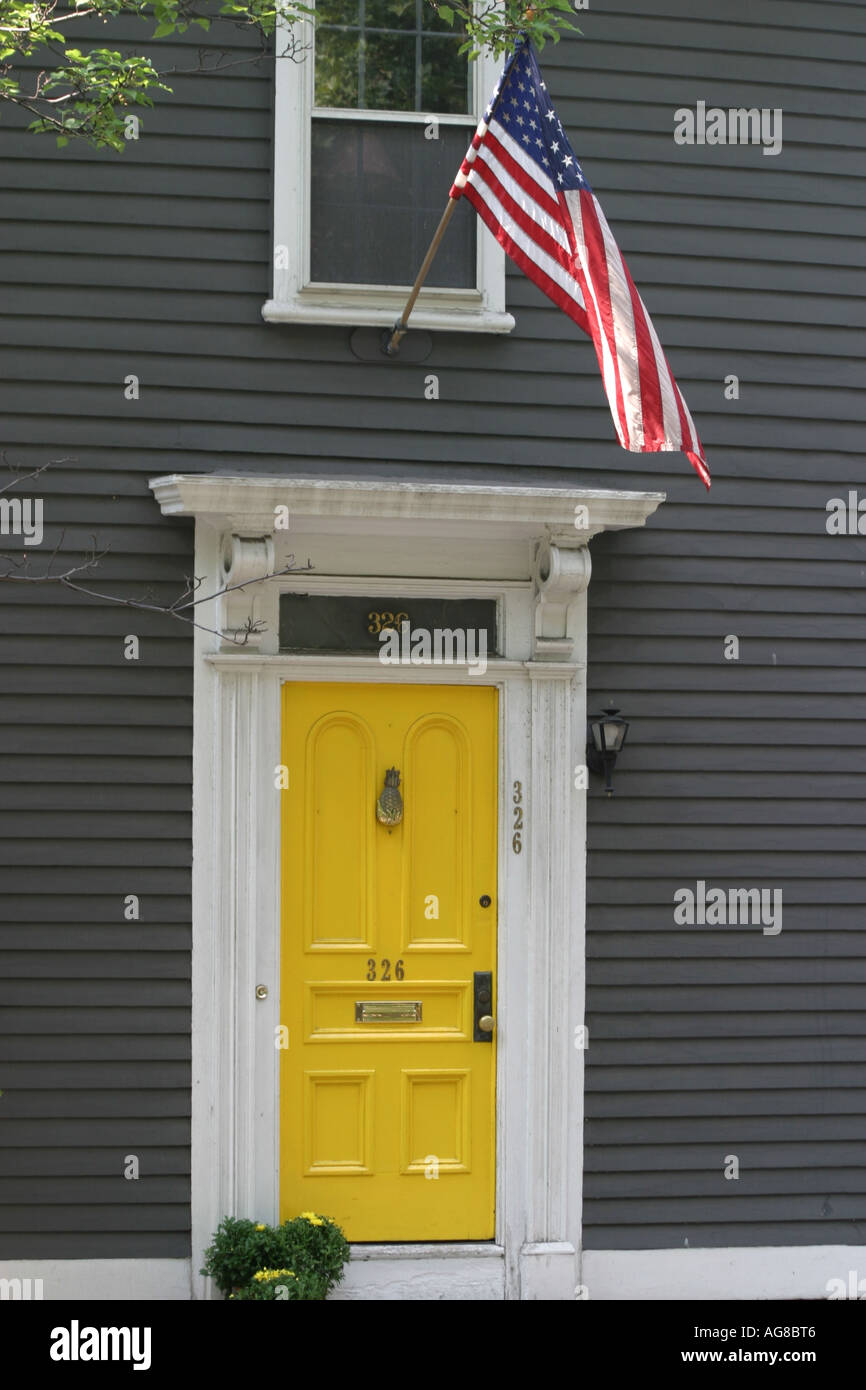 Tür in Providence, Rhode Island. Stockfoto