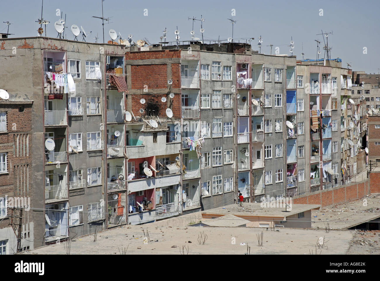 Wohngebäude in Diyarbakir, die heimliche Hauptstadt der Kurden, Türkei, Anatolien, Diyarbakir Stockfoto