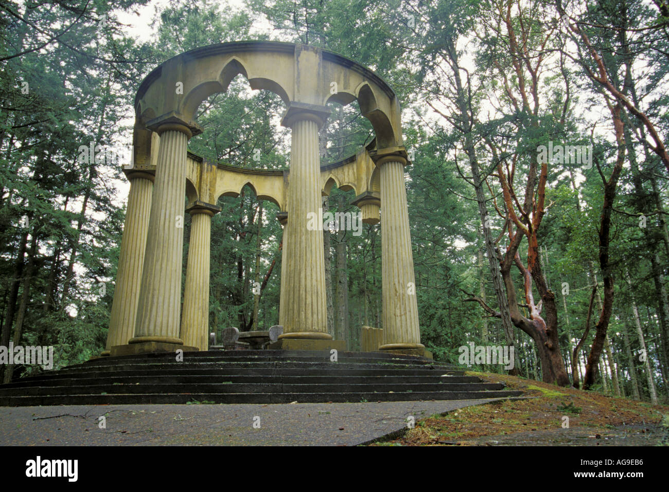 Nachleuchten Vista Mausoleum der Familie John McMillin Roche Harbor San Juan Island Washington Stockfoto