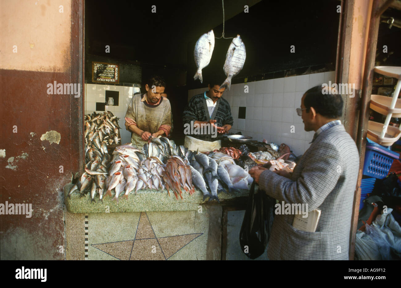 Marrakesch-Fischgeschäft Stockfoto