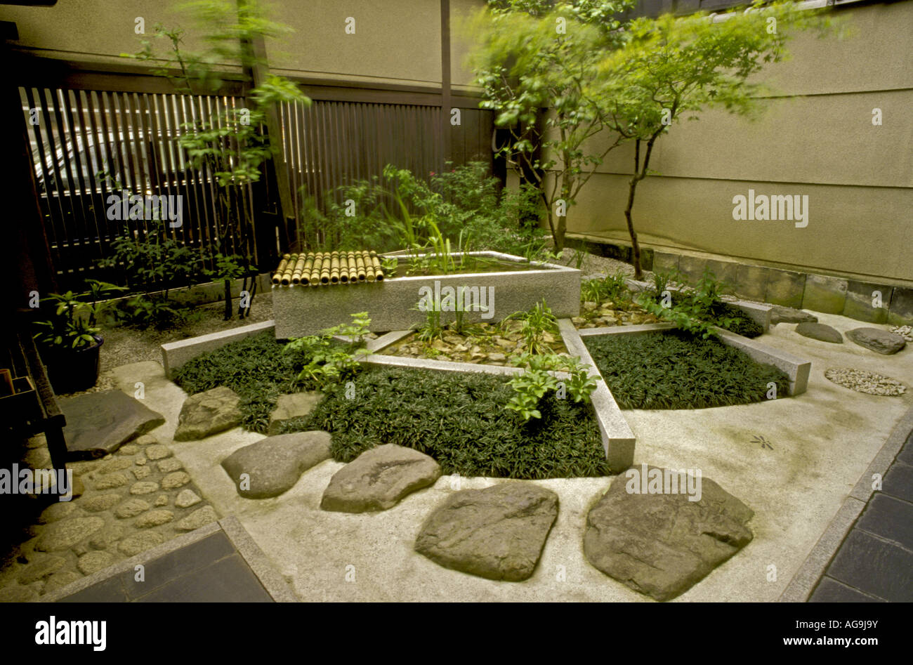 Garten Tsuboniwa Bambus in Machiya Haus Kyoto Japan Stockfotografie Alamy