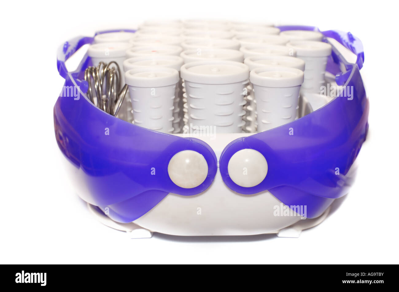 Series-Objekt auf weißem Haar Rollen Stockfoto