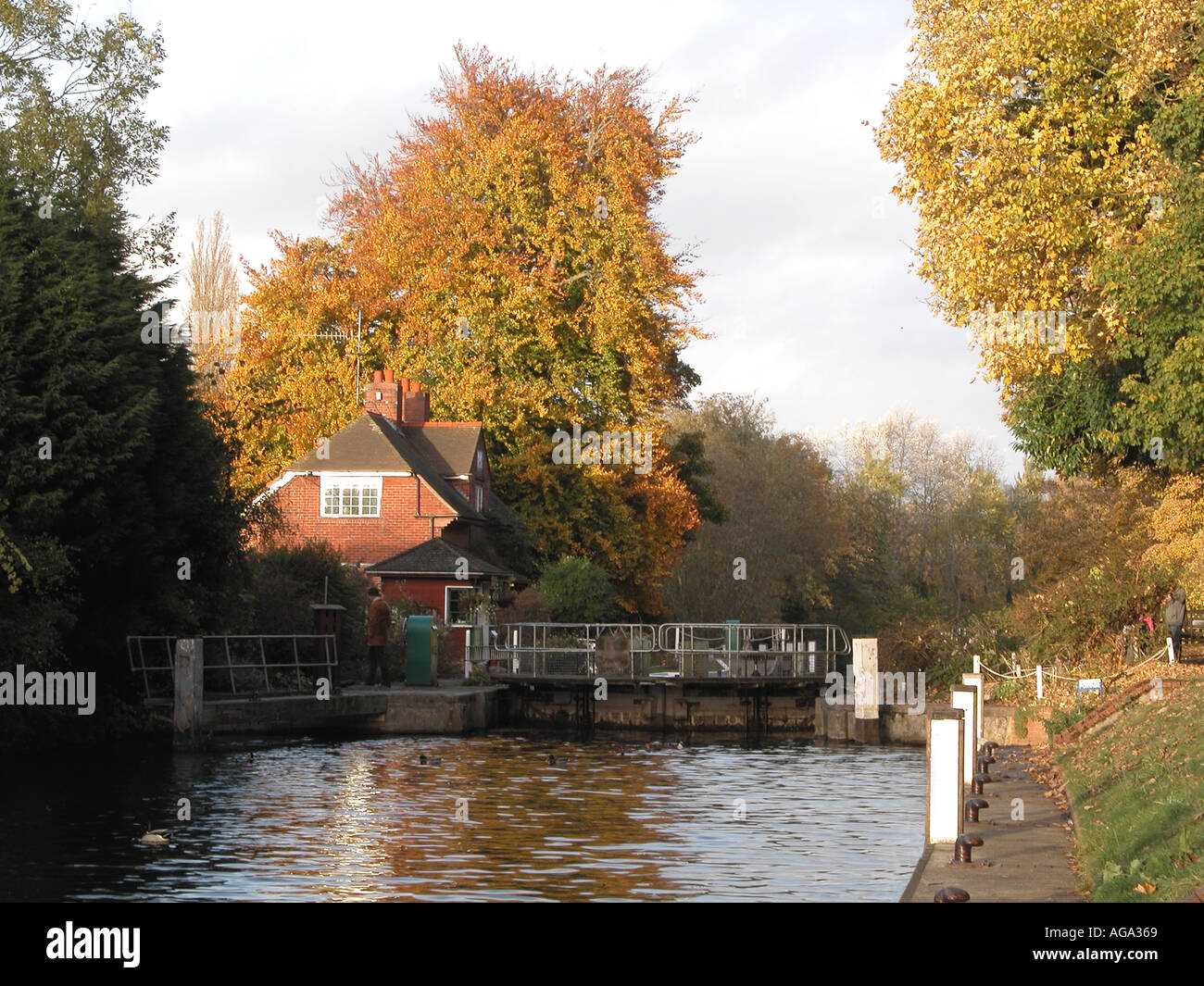 Schleuse in Sonning Berkshire Stockfoto