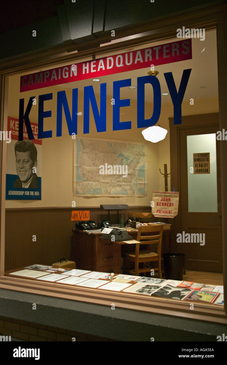 Wahlkampftour Exponate auf John F Kennedy Library and Museum Boston MA Stockfoto