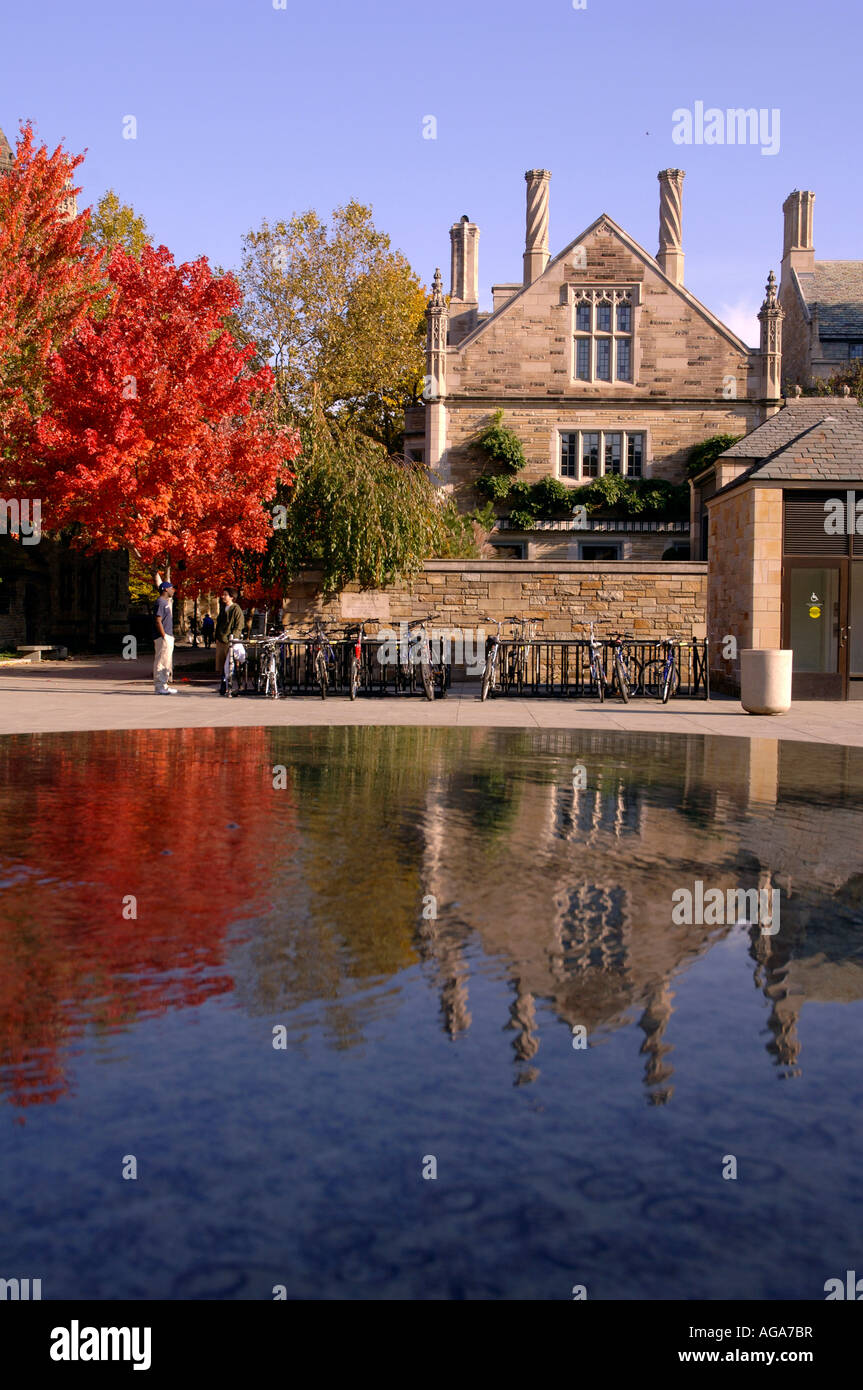 New Haven CT Yale Universität Berkeley Wohnhochschule spiegelt sich in Frauen s Tabelle Skulptur von Maya Lin Stockfoto
