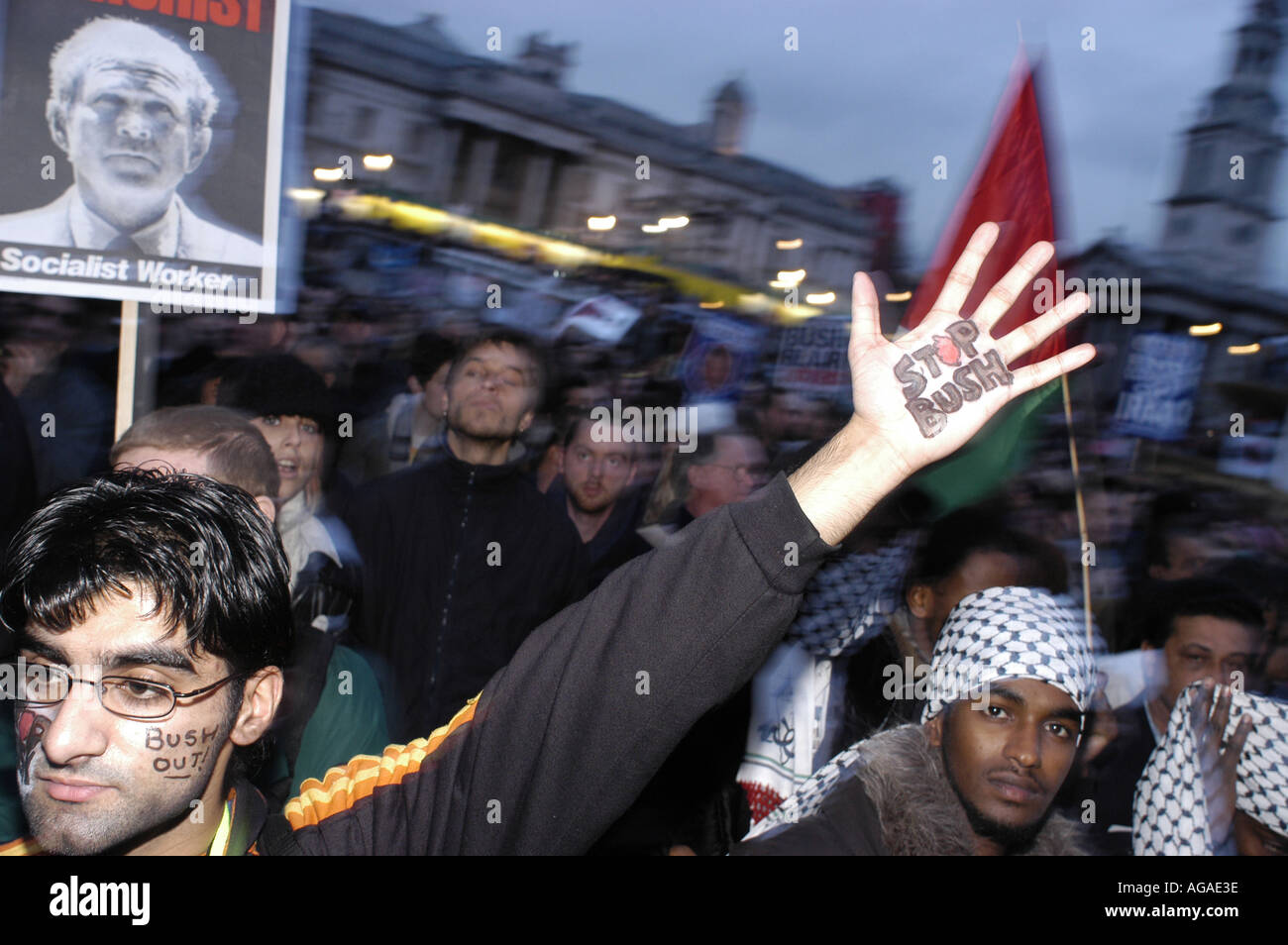 Besuchen Sie Demo-London gegen w. s Staat 20. November 2003 Stockfoto