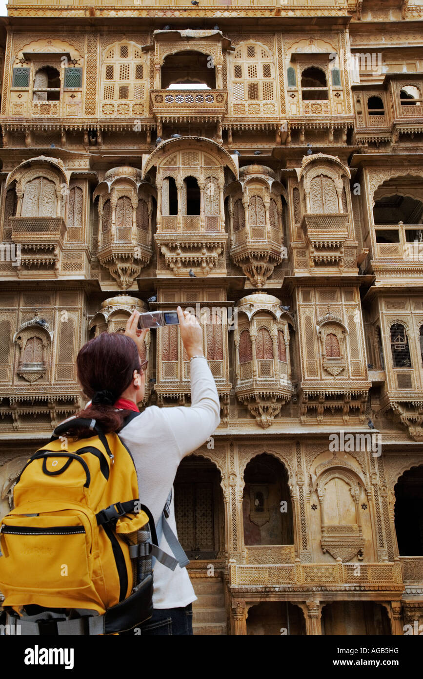 Tourist, ein Bild von einem Haveli Jaisalmer Indien Stockfoto