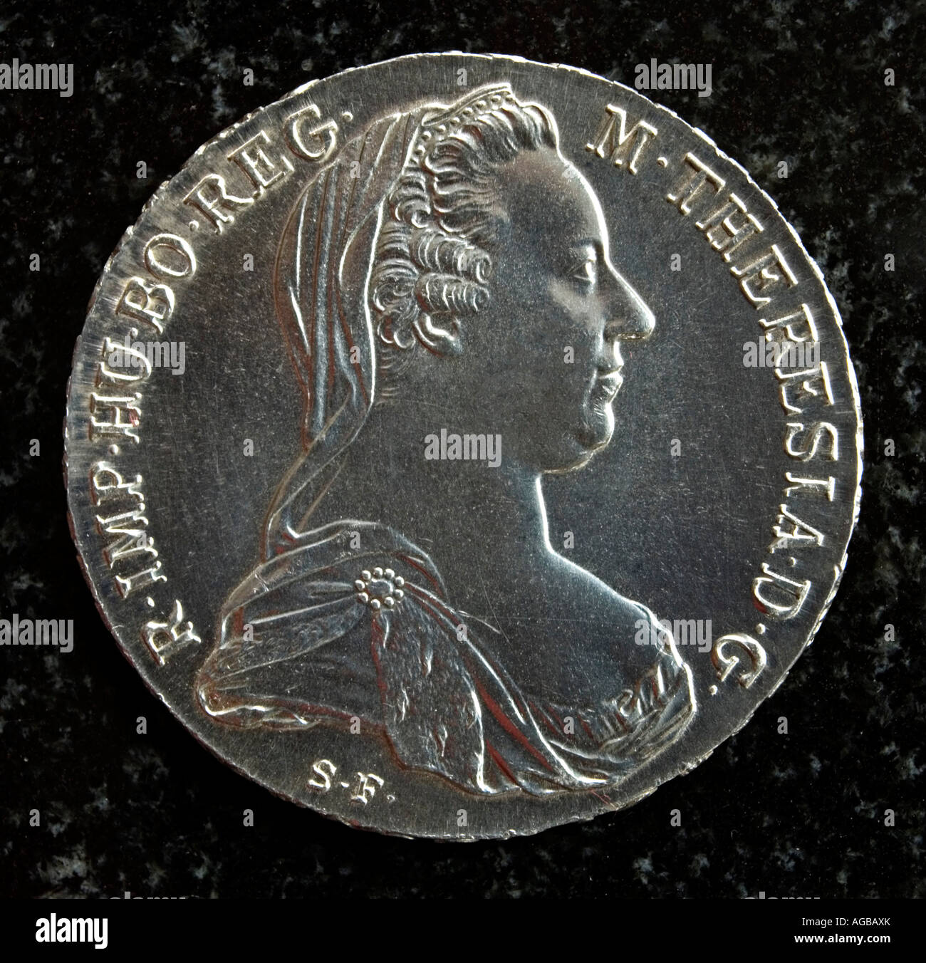 Maria Theresa Thaler Silber (Vorder- / front) 1780 - ausgestrichen Stockfoto