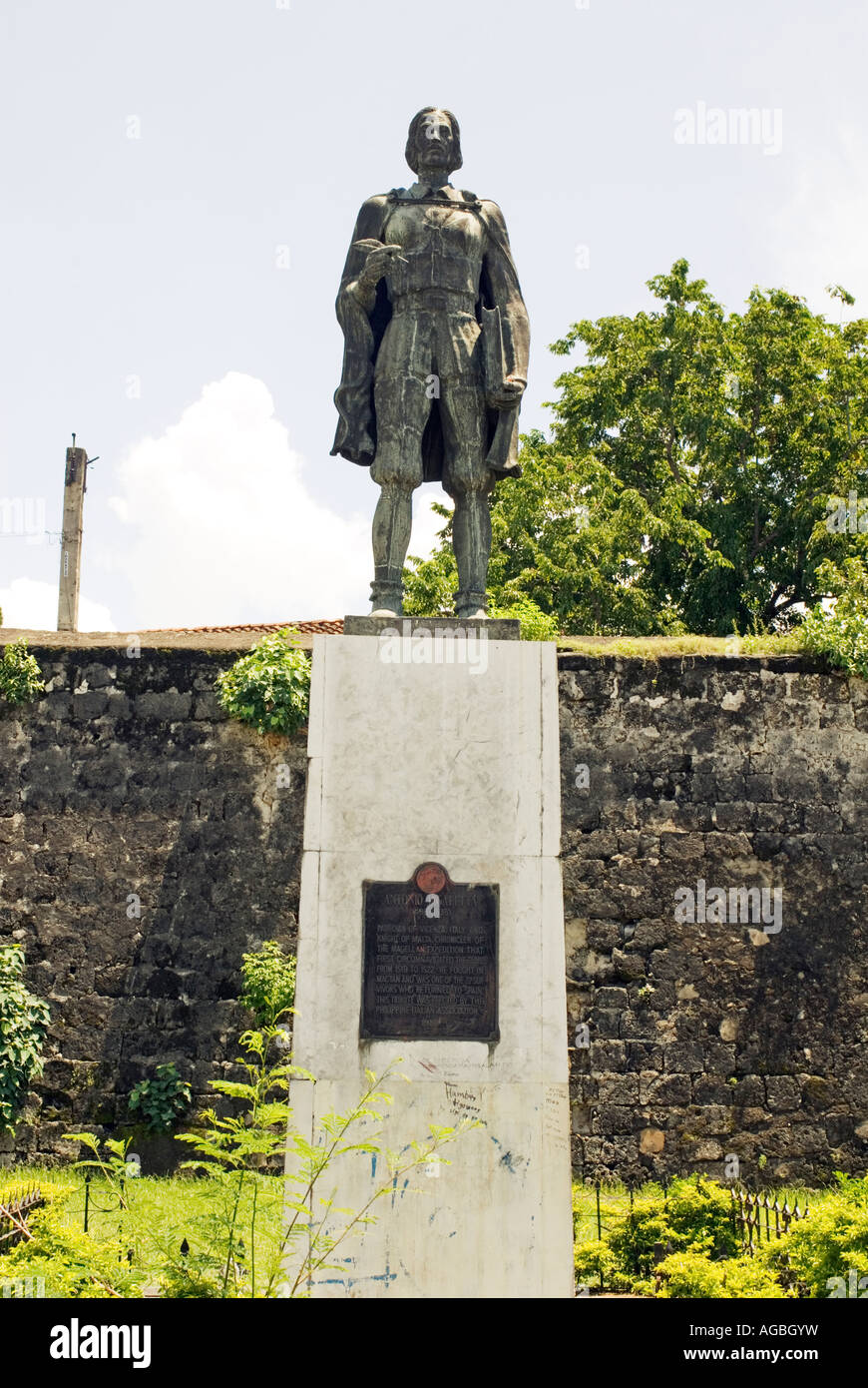 Antonio Pigafetta Fort San Pedro Cebu Visayas Philippinen-Statue Stockfoto