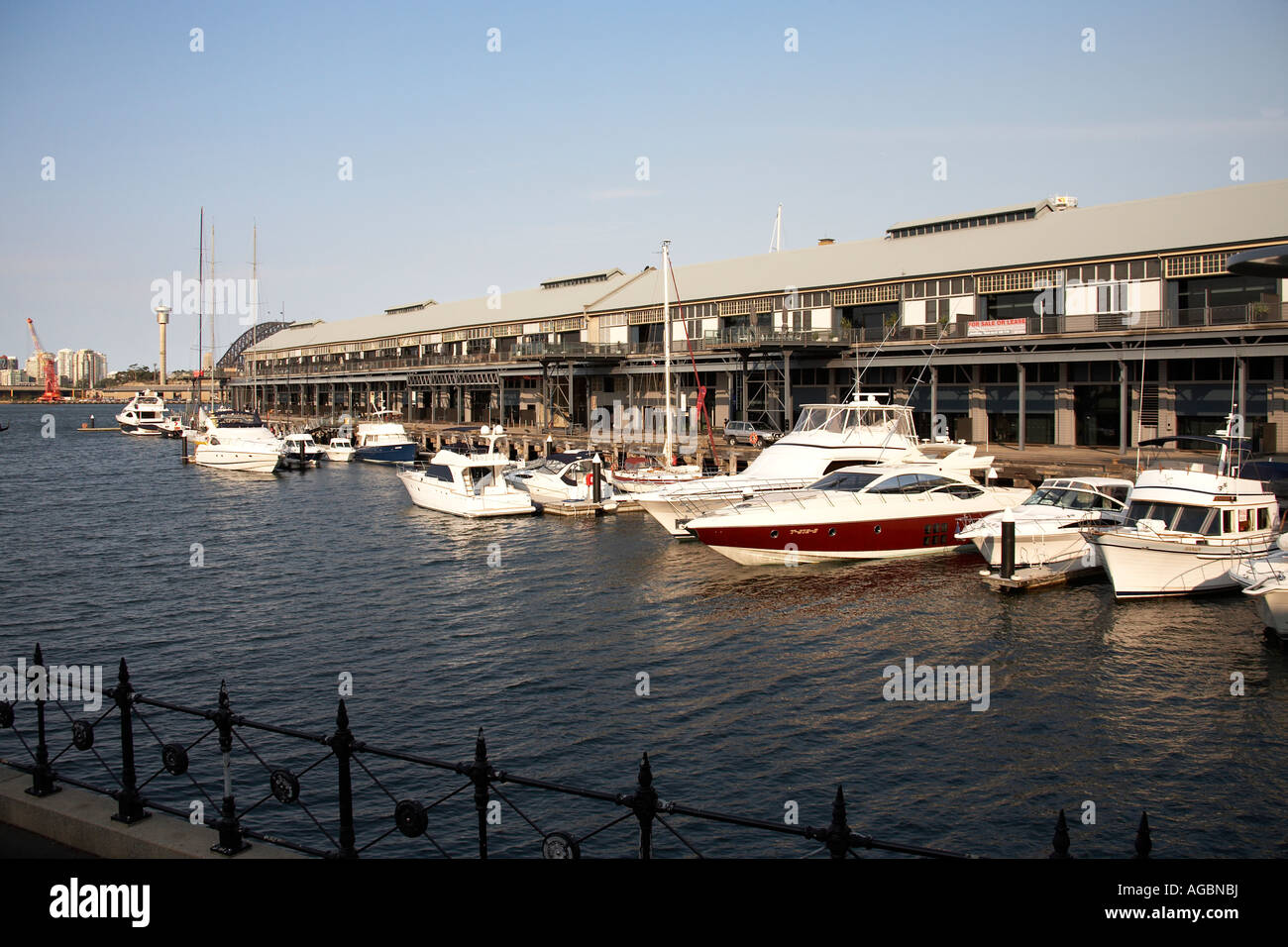 Pyrmont Hafen Häuser von Waterfront mit Schiffen in der Marina in Sydney New South Wales NSW Australia Stockfoto