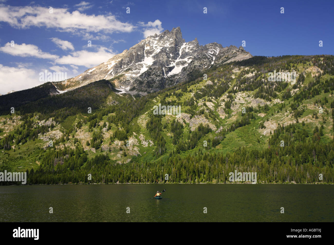Ein Kajak auf Jenny See Grand Teton National Park Wyoming Herr Besucher Stockfoto