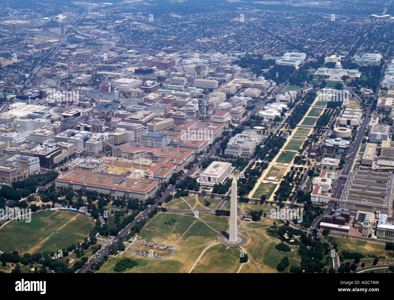 Vereinigte Staaten, Virginia, Washington DC, Kapitol, genannt auch Capitol Hill. National Mall und Washington Monument Stockfoto