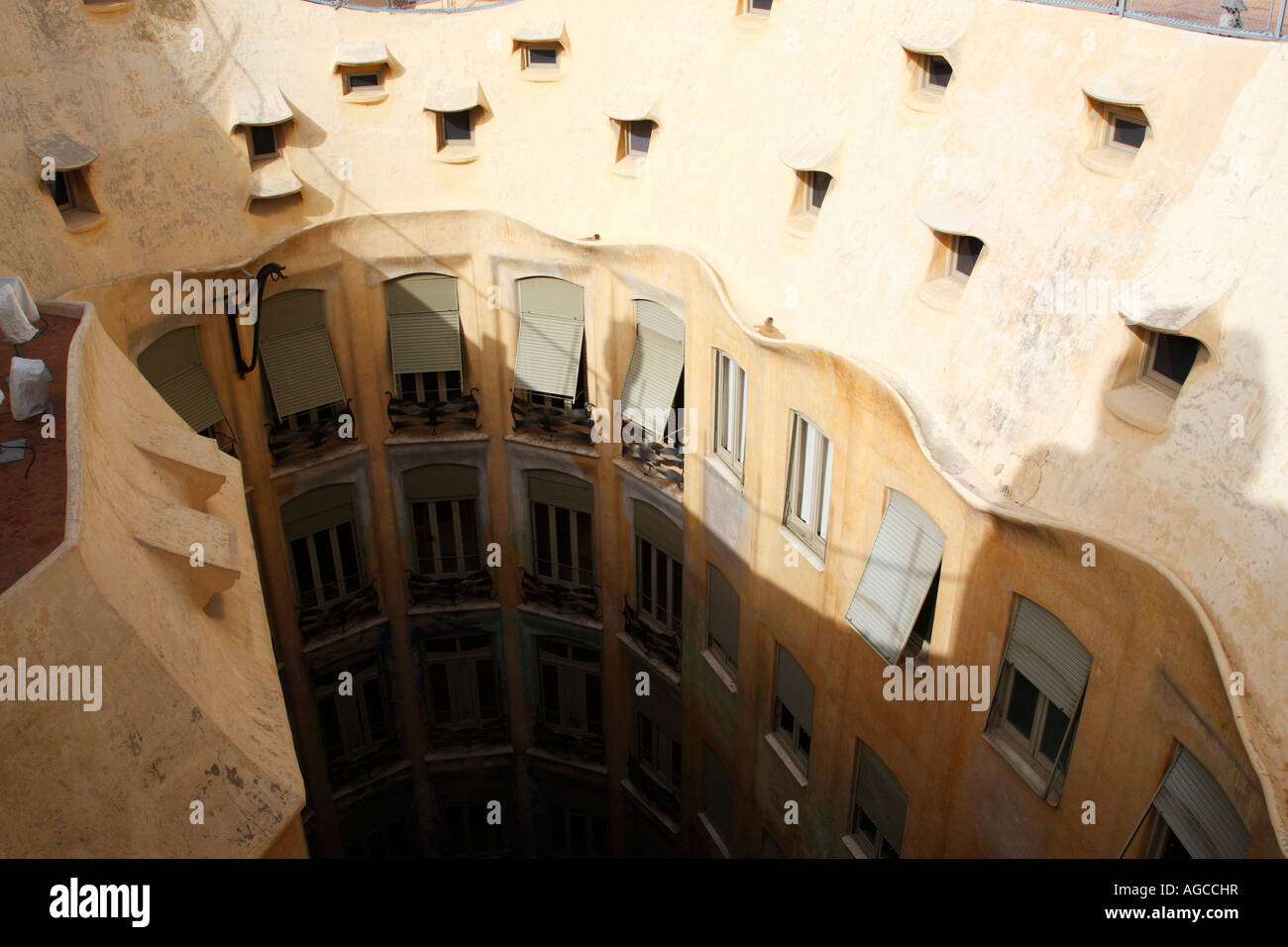 Detail auf dem Dach des la Pedrera Casa Mila Barcelona Spanien Europa Stockfoto