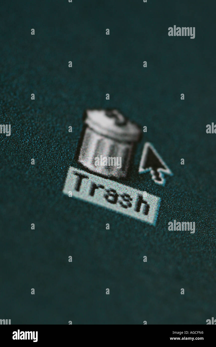 Papierkorb-Symbol auf dem Desktop-Bildschirm Stockfoto