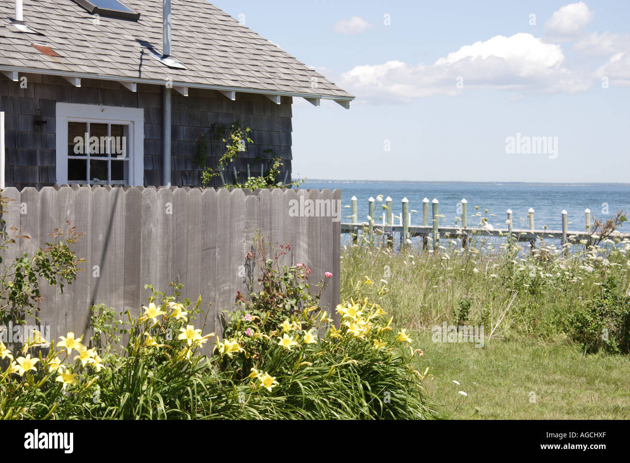 Waterfront-Hütte auf Marthas Vineyard Cape Cod Stockfoto
