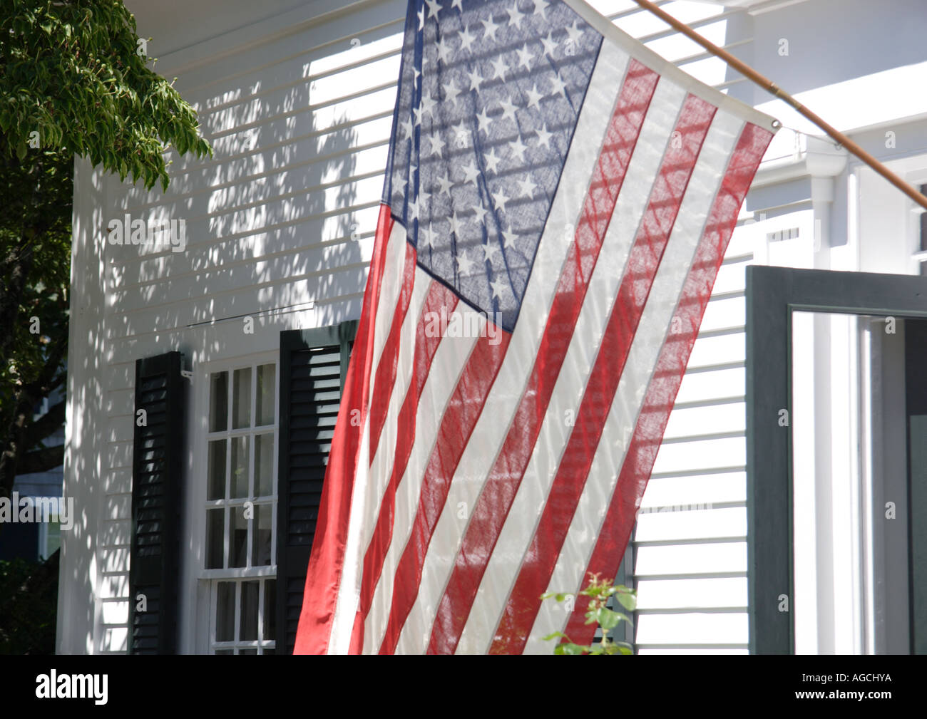 Amerikanische Flagge in Edgartown Marthas Vineyard Stockfoto