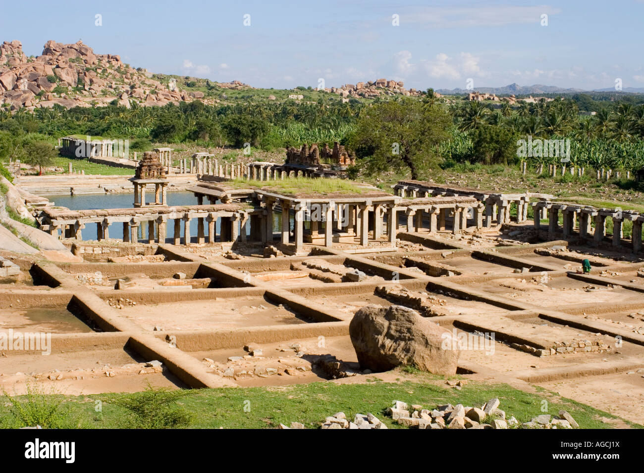 Ruinen des Krishna Basars in Hampi Indien Lage von einer archäologischen Ausgrabung Stockfoto