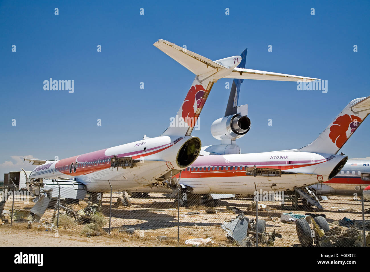 Flugzeuge für Schrott Demontage Stockfoto