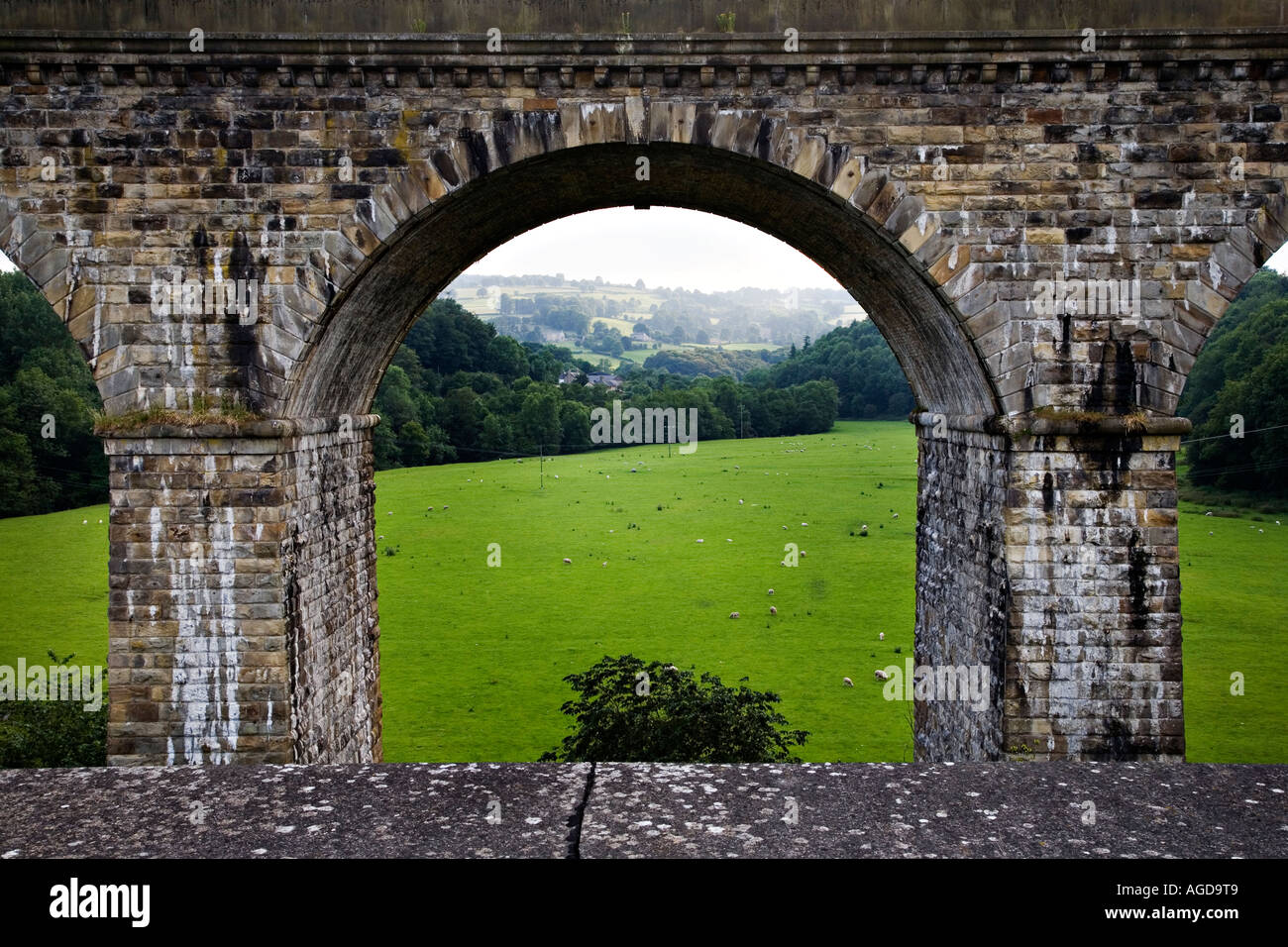 Eisenbahn-Viadukt-Bögen von Chirk Aquädukt an der England-Wales-Grenze Stockfoto