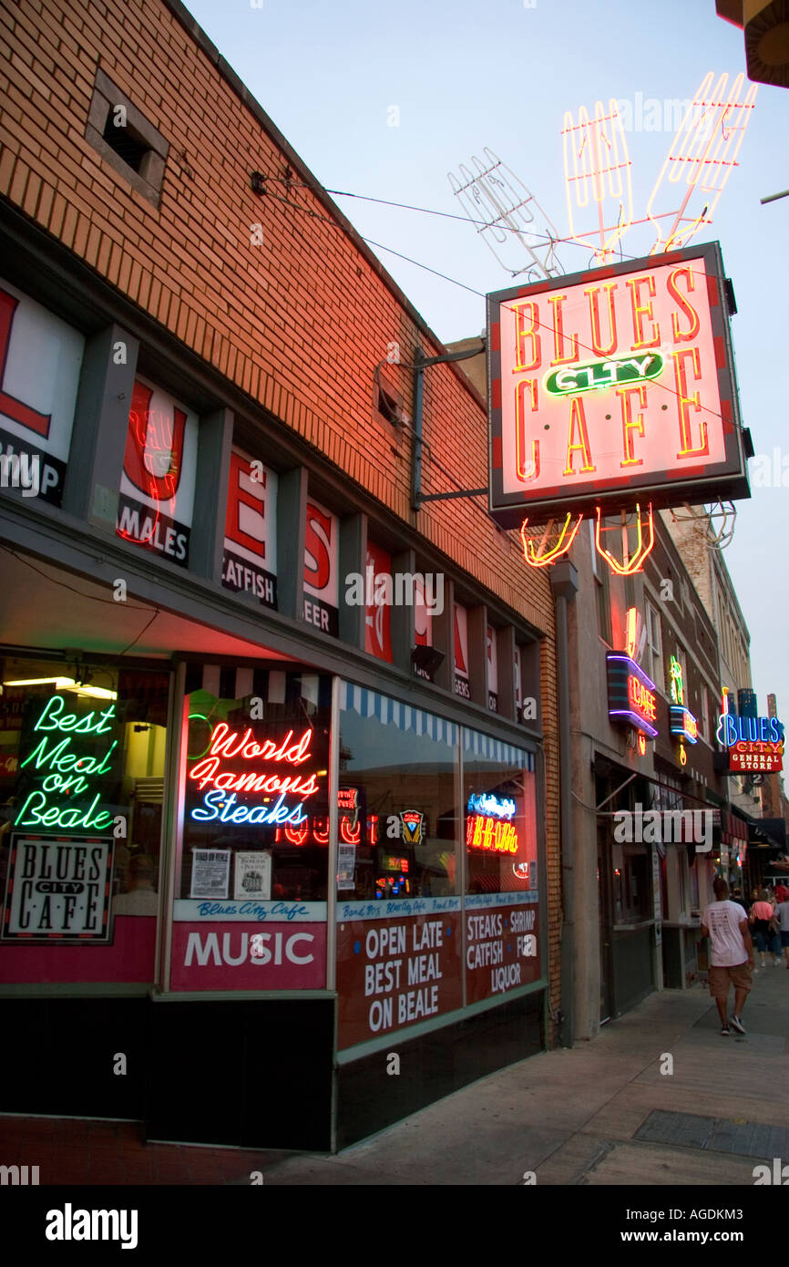 Das Blues-Stadt-Cafe auf der Beale Street in Memphis, Tennessee. Stockfoto
