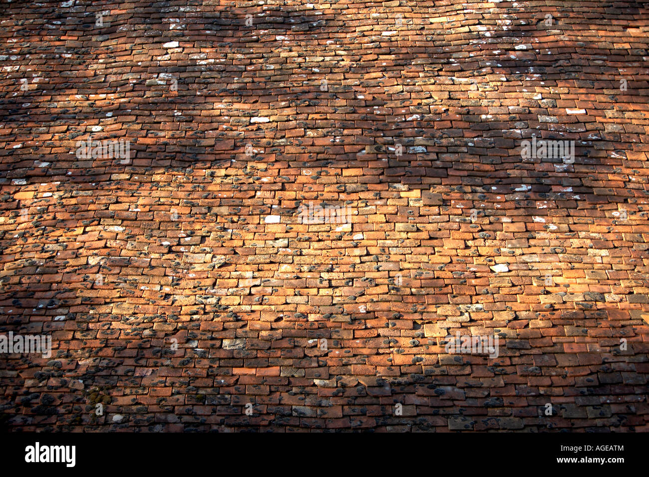 TONZIEGEL AUF DEM DACH DES ALTEN FRANZÖSISCHEN SCHEUNE Stockfoto