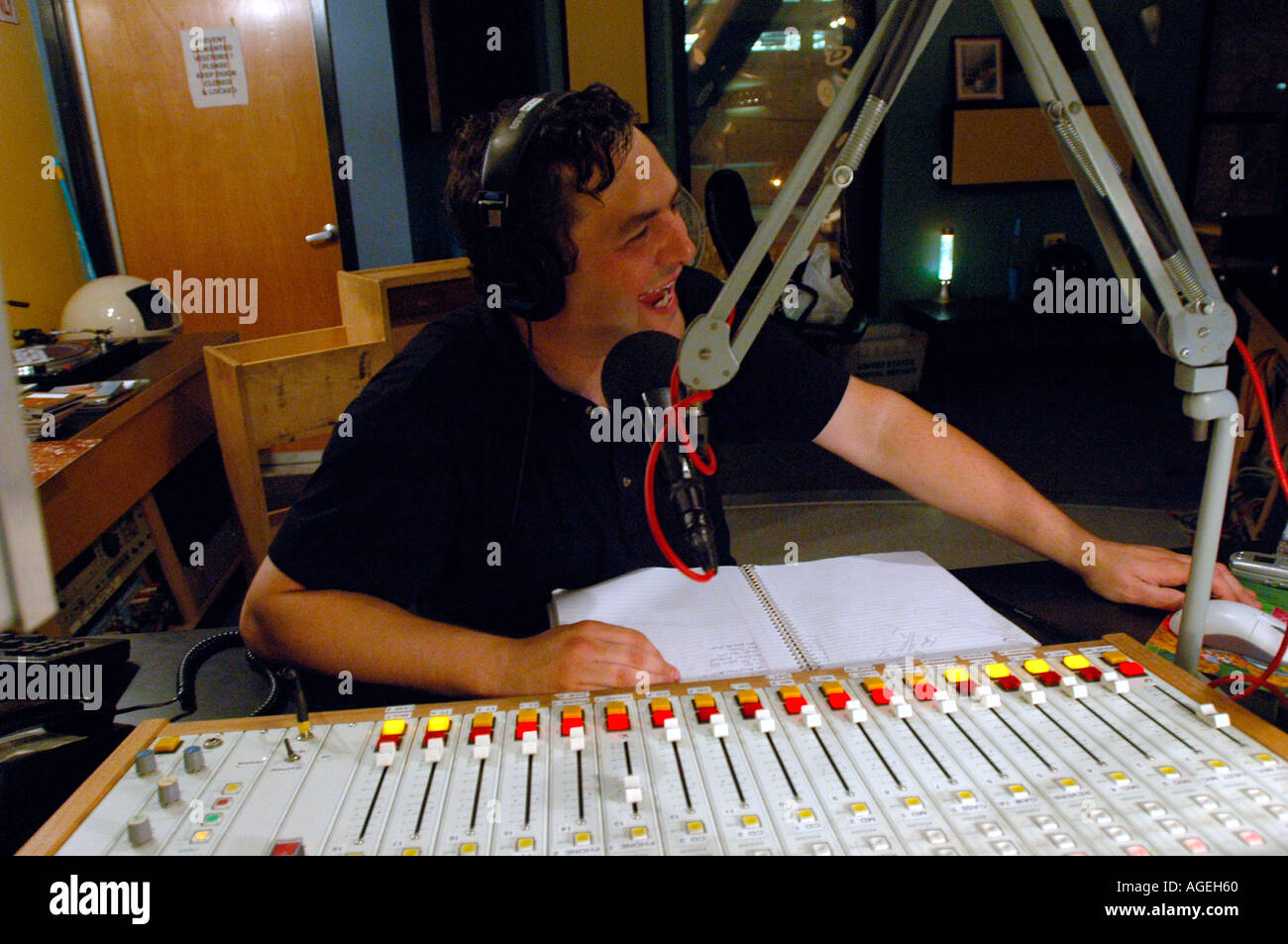 Radio-Show auf WFMU in Jersey City NJ Stockfoto