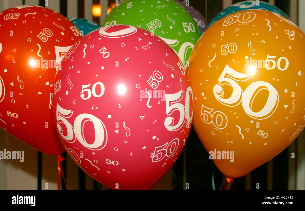 50. Geburtstag Party Feier Ballons Stockfoto