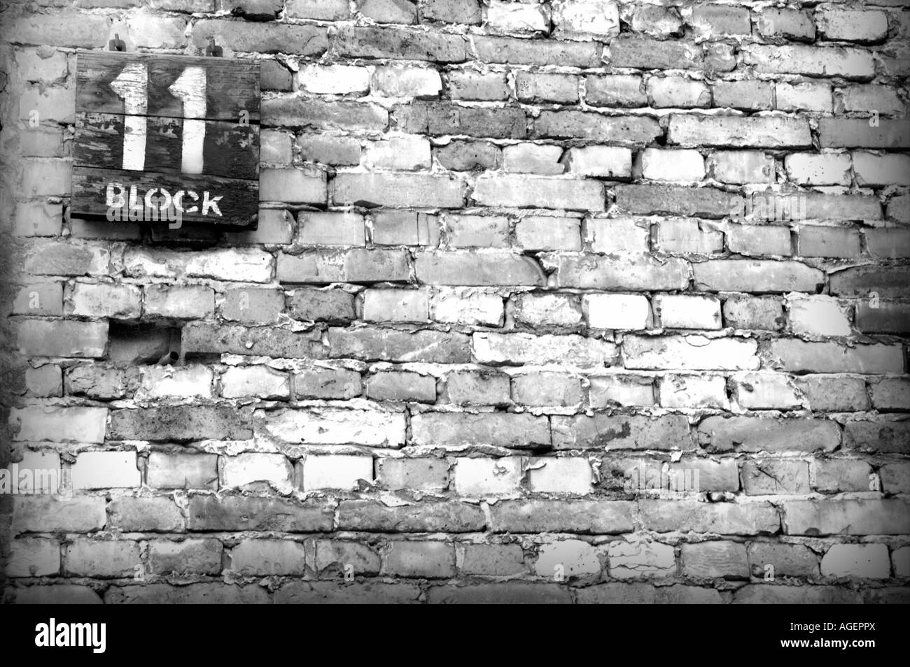 Block 11 in Nazi-Konzentrationslager in Auschwitz-Birkenau, Oswiecim, Polen Stockfoto