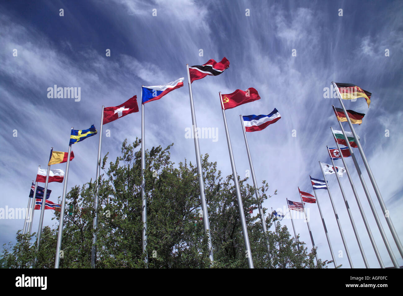 Flaggen aus vielen Nationen Stockfoto