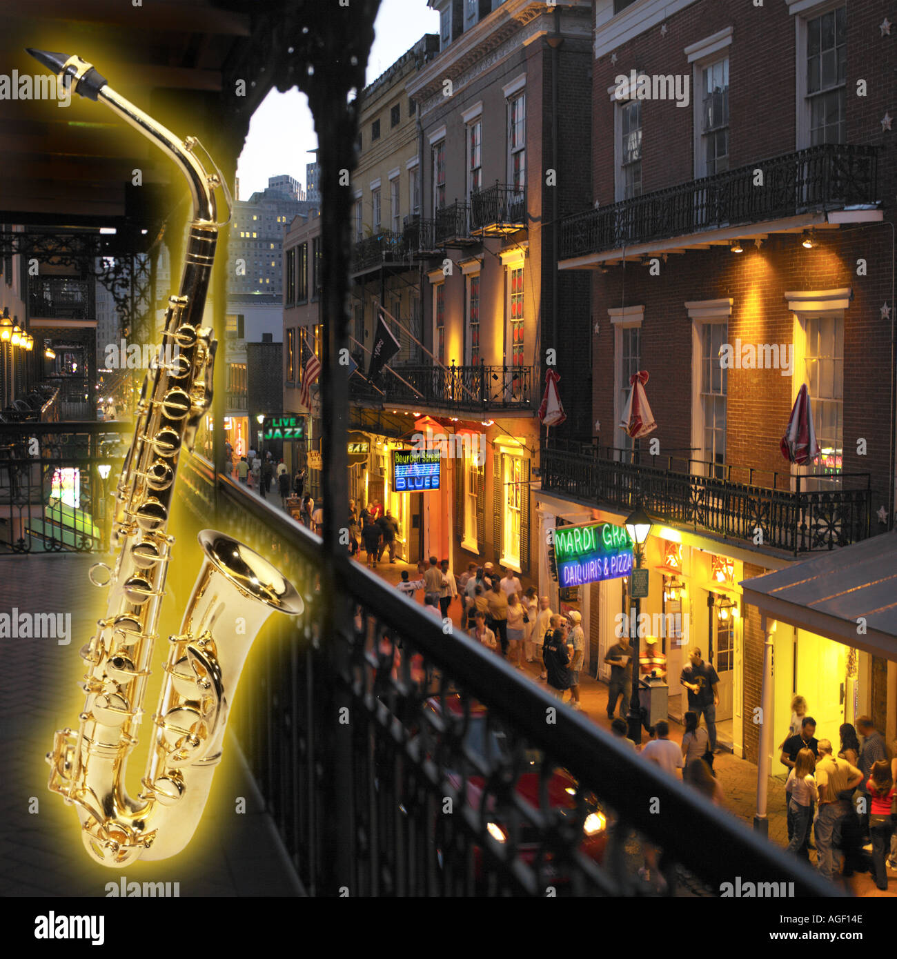 Jazz auf der Bourbon Street in New Orleans, USA. Stockfoto