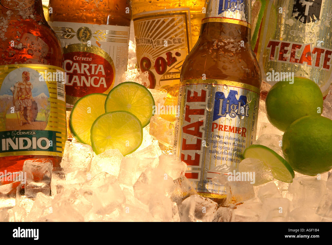 Eis kalt mexikanisches Bier Stockfoto