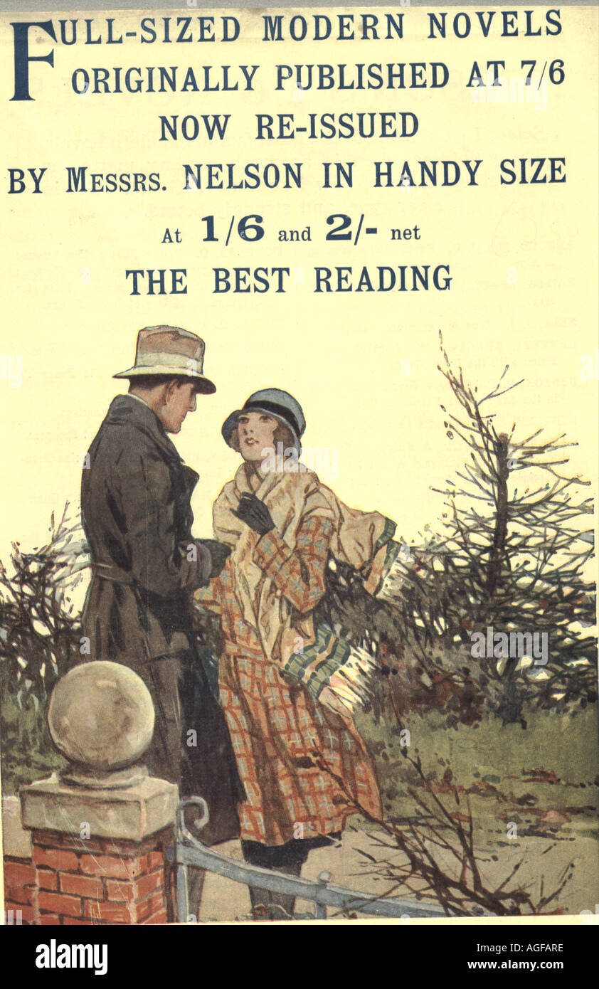 Werbung für Romane von Nelson 1934 veröffentlicht Stockfoto