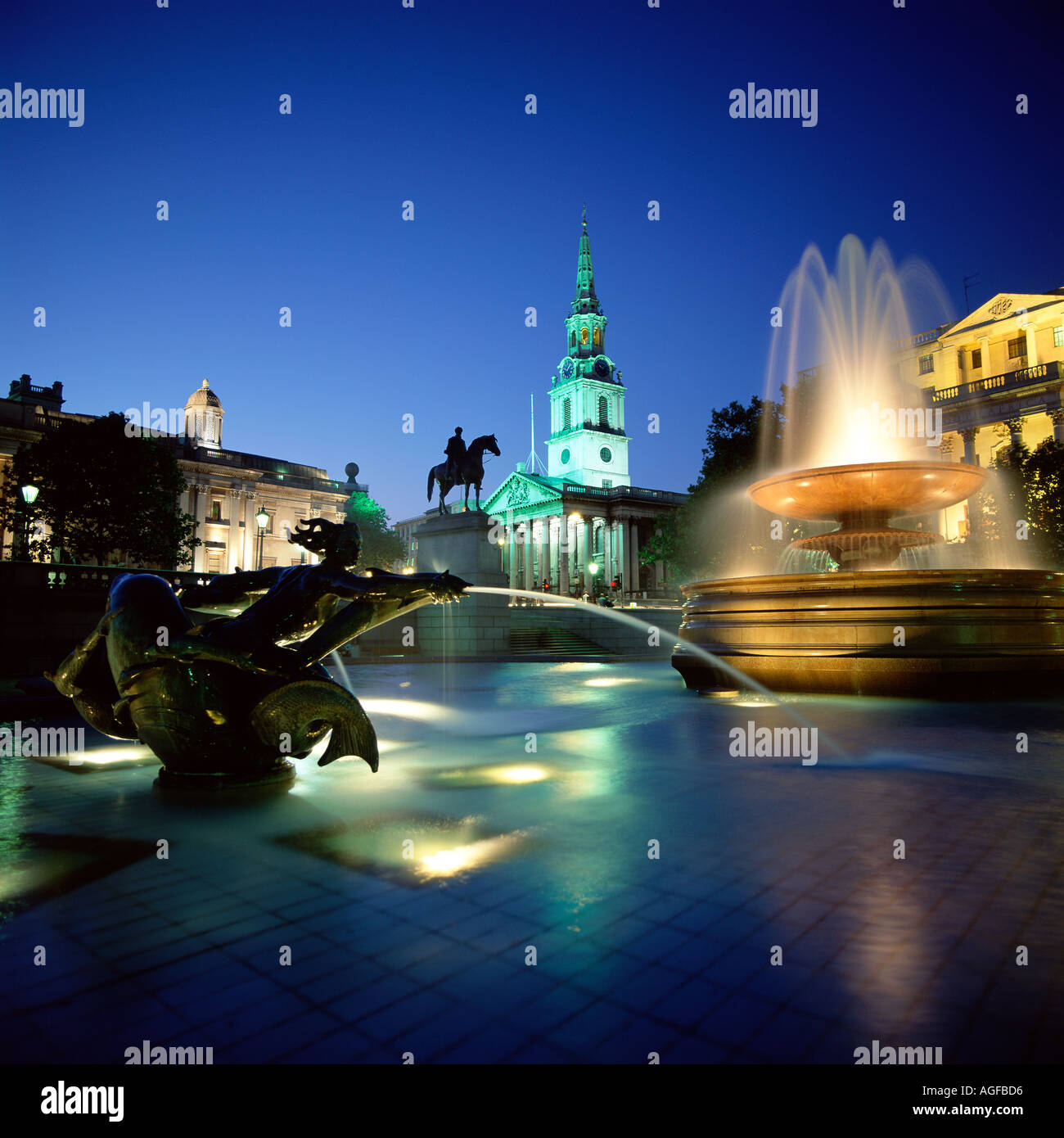 Brunnen am Trafalgar Square Stockfoto