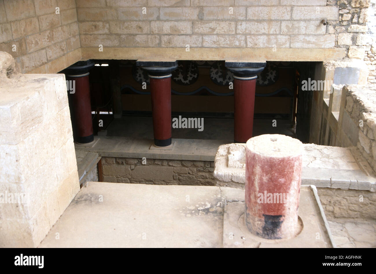 "Knossos" Teil der Ruinen des Palastes von König Minos, Kreta Griechenland Stockfoto