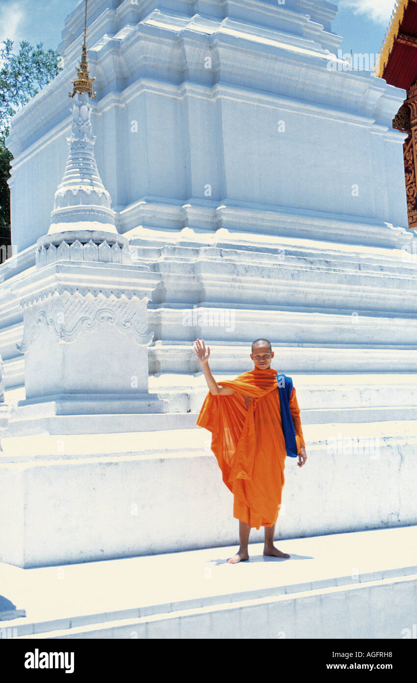 buddhistischer Mönch im Tempel, Chang Rai, Thailand Stockfoto