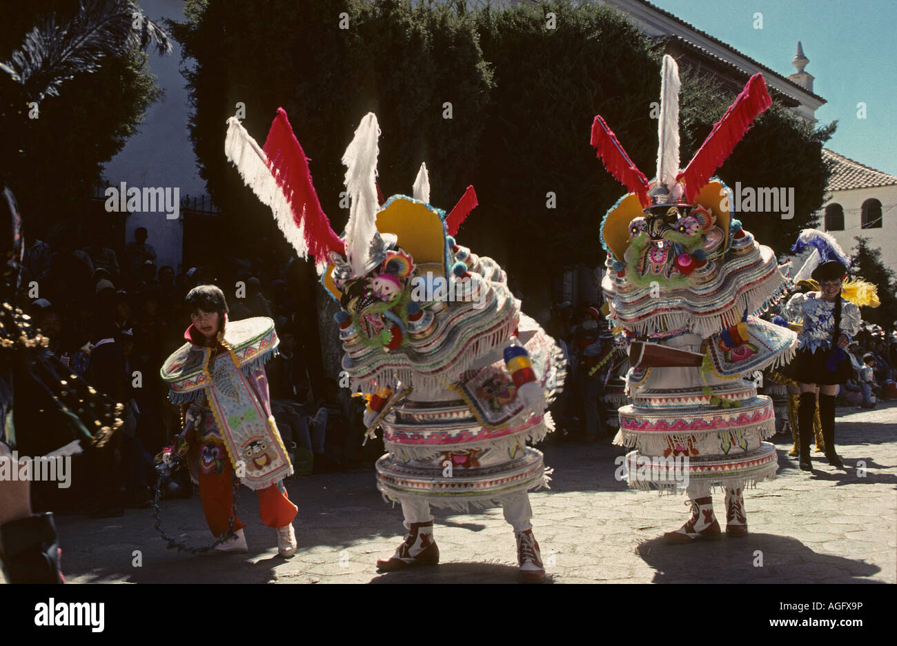 Bolivien, Potosi, Menschen tanzen Stockfoto