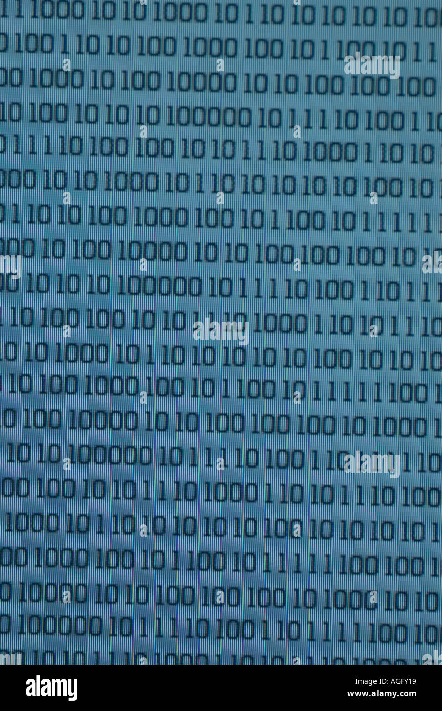 0101-Binär-Code auf einem Computer Bildschirm DCSA 9017 Stockfoto
